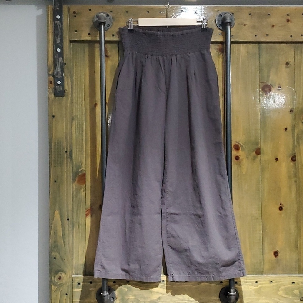 GAUZY PANTS ELASTIC WAIST WIDE LEG LOOSE SIZE LARGE LOUNGE BEACH RESORT PALAZZO